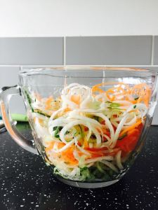 The vegetables in my salad, using a spiraliser Laura Nana